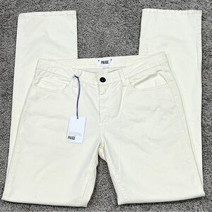 NWT Paige Normandie Slim Straight Jean Distress Pants Men Size 31x34 Light Beige